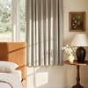 NICETOWN Scratch-Proof 100% Blackout Beige 108 inch Curtains, High-Density Linen Blend Window Treatments Rod Pocket & Back Tab Thermal Drapes for Living Room, W52 x L108, 2 Panels(Beige)