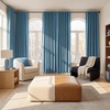 NICETOWN Scratch-Proof 100% Blackout Beige 108 inch Curtains, High-Density Linen Blend Window Treatments Rod Pocket & Back Tab Thermal Drapes for Living Room, W52 x L108, 2 Panels(Blue)
