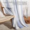 NICETOWN Sheer Window Curtains Linen Textured 84 inches Length for Home Decor, Grommet Geometry Pattern Privacy & Light Balance Flax Sheer Drapes for Living Room, W50 x L84, 2 Panels, Navy(White & Blue)