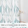 NICETOWN Sheer Window Curtains Linen Textured 84 inches Length for Home Decor, Grommet Geometry Pattern Privacy & Light Balance Flax Sheer Drapes for Living Room, W50 x L84, 2 Panels, Navy(White & Teal)