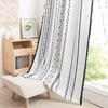 NICETOWN Sheer Window Curtains Linen Textured 84 inches Length for Home Decor, Grommet Geometry Pattern Privacy & Light Balance Flax Sheer Drapes for Living Room, W50 x L84, 2 Panels, Navy(Yellow & Black)