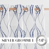NICETOWN Sheer Window Curtains Linen Textured 84 inches Length for Home Decor, Grommet Geometry Pattern Privacy & Light Balance Flax Sheer Drapes for Living Room, W50 x L84, 2 Panels, Navy(White & Navy)