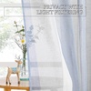 NICETOWN Sheer Window Curtains Linen Textured 84 inches Length for Home Decor, Grommet Geometry Pattern Privacy & Light Balance Flax Sheer Drapes for Living Room, W50 x L84, 2 Panels, Navy(White & Blue)