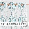 NICETOWN Sheer Window Curtains Linen Textured 84 inches Length for Home Decor, Grommet Geometry Pattern Privacy & Light Balance Flax Sheer Drapes for Living Room, W50 x L84, 2 Panels, Navy(White & Teal)