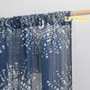 NICETOWN Sheer Window Curtains Linen Textured 84 inches Length for Home Decor, Grommet Geometry Pattern Privacy & Light Balance Flax Sheer Drapes for Living Room, W50 x L84, 2 Panels, Navy(Blue)