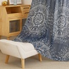 NICETOWN Sheer Window Curtains Linen Textured 84 inches Length for Home Decor, Grommet Geometry Pattern Privacy & Light Balance Flax Sheer Drapes for Living Room, W50 x L84, 2 Panels, Navy(Blue)