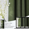NICETOWN Short Faux Linen Froest Green Blackout Curtains 63 inches Long