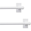 NICETOWN 2 Pack White Magnetic Curtain Rods for Any Steel Spaces with Adjustable Length 16 to 28 inch with Linen 100% Blackout Curtain Thermal Insulated Elegant Home Decoration 25 x 72 Inch