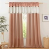 NICETOWN 2 Panles 55 x 84 inches Long Grommet Thick Linen Window Curtains with 2 Panles 55 x 18 inches Length Button Farmhouse Short Valances for Bedroom Living Room Decor, Terracotta