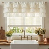 NICETOWN Farmhouse Valance Curtains 20 Inches Long for Kitchen & Bathroom, French Country Ruffled Linen Valance for Window, Shabby Chic Light Filtering Rod Pocket Design, 52 W(Beige Linen)