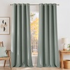 NICETOWN Faux Linen Sage Green Blackout Curtains 84 inches Long for Living