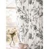 NICETOWN Green Linen Vintage Floral Curtains for Farmhouse 84 inch Long(Toile De Jouy – Grey)