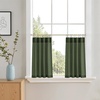 NICETOWN Kitchen Curtains 24 Inch Linen Textured Tiers Farmhouse Cafe(Forest Green)