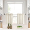 NICETOWN Kitchen Curtains 24 Inch Linen Textured Tiers Farmhouse Cafe(Natural)