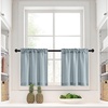 NICETOWN Kitchen Curtains 24 Inch Linen Textured Tiers Farmhouse Cafe(Stone Blue)