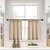 NICETOWN Kitchen Curtains 24 Inch Linen Textured Tiers Farmhouse Cafe(Taupe)