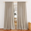 NICETOWN Rod Pocket & Back Tab Thick Flax Semi Sheer Linen Curtains, Privacy with Light Filtering Panels for Home Decor, Angora, W55 x L95, 2 Panels(Camel)