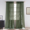 NICETOWN Rod Pocket & Back Tab Thick Flax Semi Sheer Linen Curtains, Privacy with Light Filtering Panels for Home Decor, Angora, W55 x L95, 2 Panels(Forest Green)