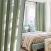 NICETOWN Rod Pocket & Back Tab Thick Flax Semi Sheer Linen Curtains, Privacy with Light Filtering Panels for Home Decor, Angora, W55 x L95, 2 Panels(Greyish Green)