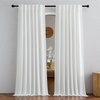 NICETOWN Rod Pocket & Back Tab Thick Flax Semi Sheer Linen Curtains, Privacy with Light Filtering Panels for Home Decor, Angora, W55 x L95, 2 Panels(Ivory)