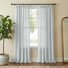 NICETOWN Rod Pocket & Back Tab Thick Flax Semi Sheer Linen Curtains, Privacy with Light Filtering Panels for Home Decor, Angora, W55 x L95, 2 Panels(Light Cyan)