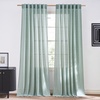 NICETOWN Rod Pocket & Back Tab Thick Flax Semi Sheer Linen Curtains, Privacy with Light Filtering Panels for Home Decor, Angora, W55 x L95, 2 Panels(Sage Green)