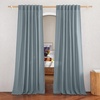 NICETOWN Rod Pocket & Back Tab Thick Flax Semi Sheer Linen Curtains, Privacy with Light Filtering Panels for Home Decor, Angora, W55 x L95, 2 Panels(Stone Blue)