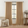 NICETOWN Thick Faux Linen Room Darkening Caramel Curtains 108 inches Long, Pinch Pleated Faux Linen Curtains Thermal Insulated Window Treatments for Bedroom/Living Room, W52 x L108, 2 Panels