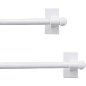 NICETOWN 2 Pack White Magnetic Curtain Rods for Any Steel Spaces with Adjustable Length 16 to 28 inch with Linen 100% Blackout Curtain Thermal Insulated Elegant Home Decoration 25 x 72 Inch