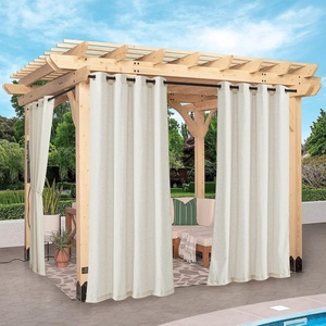 NICETOWN 2 Panels Outdoor Curtains Thick Linen Thick Linen Textured Waterproof, Grommet Privacy Allowed with Light Filtering Flax Linen Drapes for Patio/Porch, Natural, W55 x L108 Inches(Natural)