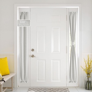 NICETOWN Dove Grey Blackout Linen French Door Curtain for Glass Window(Greyish White)