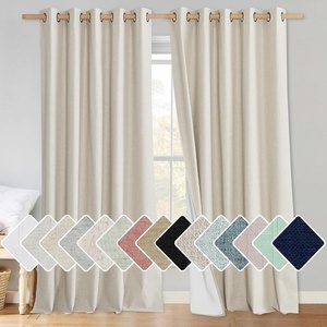 NICETOWN Farmhouse Style Keep Warm Large Window Draperies 108 inches Length with Thermal Insulated Liners, 1 Panel, 62″ W, Full Blackout Natural Linen Curtain for Sliding Glass Door