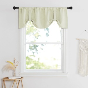 NICETOWN Faux Linen Texture Tie Up Valance Curtain for Kitchen Sink Over, Elegant Rod Pocket Farmhouse Short Curtains Topper for Living Room and Bedroom, 52″ W X 18″ L, Angora, 1 Panel(Beige)