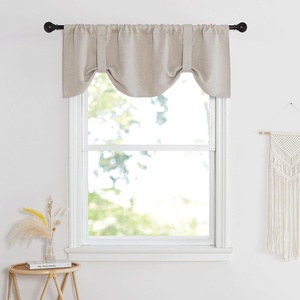 NICETOWN Faux Linen Texture Tie Up Valance Curtain for Kitchen Sink Over, Elegant Rod Pocket Farmhouse Short Curtains Topper for Living Room and Bedroom, 52″ W X 18″ L, Angora, 1 Panel(Angora Grey)