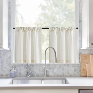 NICETOWN Kitchen Curtains 24 Inch Linen Textured Tiers Farmhouse Cafe(Linen)