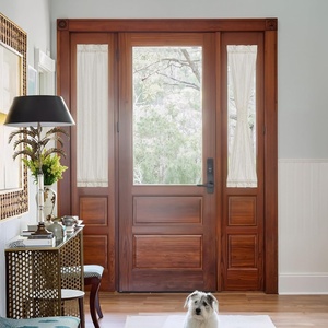 NICETOWN Linen Front Door Curtain for Glass Window 50 Inch Length(Cream)