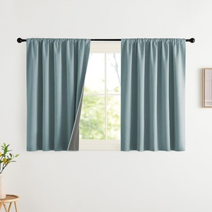 NICETOWN Natural Faux Linen 100% Blackout Curtains, 2 Panels Set, 52 x 72 Inch, Rod Pocket Thermal Insulated Room Darkening Drapes for Bedroom, Nursery, Modern Farmhouse Decor, Noise Reducing(Skylark Blue)