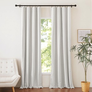 NICETOWN Natural Faux Linen 100% Blackout Curtains, 2 Panels Set, 52 x 72 Inch, Rod Pocket Thermal Insulated Room Darkening Drapes for Bedroom, Nursery, Modern Farmhouse Decor, Noise Reducing(Ivory)