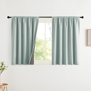 NICETOWN Natural Faux Linen 100% Blackout Curtains, 2 Panels Set, 52 x 72 Inch, Rod Pocket Thermal Insulated Room Darkening Drapes for Bedroom, Nursery, Modern Farmhouse Decor, Noise Reducing(Seafoam Green)
