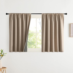 NICETOWN Natural Faux Linen 100% Blackout Curtains, 2 Panels Set, 52 x 72 Inch, Rod Pocket Thermal Insulated Room Darkening Drapes for Bedroom, Nursery, Modern Farmhouse Decor, Noise Reducing(Burlap)