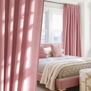NICETOWN Rod Pocket & Back Tab Thick Flax Semi Sheer Linen Curtains, Privacy with Light Filtering Panels for Home Decor, Angora, W55 x L95, 2 Panels(Baby Pink)
