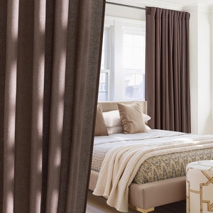 NICETOWN Rod Pocket & Back Tab Thick Flax Semi Sheer Linen Curtains, Privacy with Light Filtering Panels for Home Decor, Angora, W55 x L95, 2 Panels(Brown)