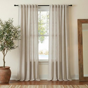 NICETOWN Rod Pocket & Back Tab Thick Flax Semi Sheer Linen Curtains, Privacy with Light Filtering Panels for Home Decor, Angora, W55 x L95, 2 Panels(Cocoa Cream)