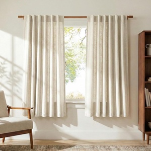 NICETOWN Rod Pocket & Back Tab Thick Flax Semi Sheer Linen Curtains, Privacy with Light Filtering Panels for Home Decor, Angora, W55 x L95, 2 Panels(Cream)