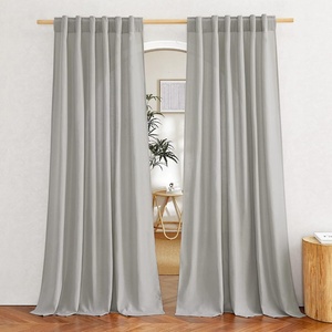 NICETOWN Rod Pocket & Back Tab Thick Flax Semi Sheer Linen Curtains, Privacy with Light Filtering Panels for Home Decor, Angora, W55 x L95, 2 Panels(Grey)