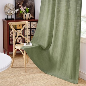 NICETOWN Rod Pocket & Back Tab Thick Flax Semi Sheer Linen Curtains, Privacy with Light Filtering Panels for Home Decor, Angora, W55 x L95, 2 Panels(Jacquard Sage Green)
