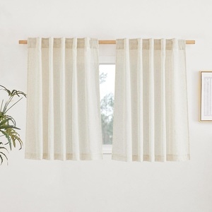 NICETOWN Rod Pocket & Back Tab Thick Flax Semi Sheer Linen Curtains, Privacy with Light Filtering Panels for Home Decor, Angora, W55 x L95, 2 Panels(Natural)