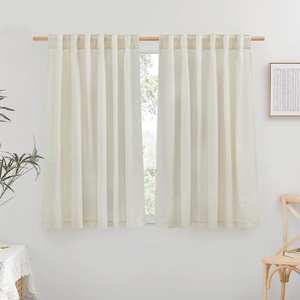 NICETOWN Rod Pocket & Back Tab Thick Flax Semi Sheer Linen Curtains, Privacy with Light Filtering Panels for Home Decor, Angora, W55 x L95, 2 Panels(Off White)