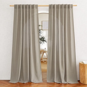 NICETOWN Rod Pocket & Back Tab Thick Flax Semi Sheer Linen Curtains, Privacy with Light Filtering Panels for Home Decor, Angora, W55 x L95, 2 Panels(Taupe)