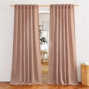 NICETOWN Rod Pocket & Back Tab Thick Flax Semi Sheer Linen Curtains, Privacy with Light Filtering Panels for Home Decor, Angora, W55 x L95, 2 Panels(Terracotta)